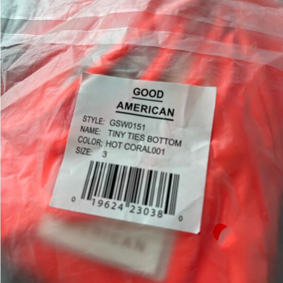 Good American Size Large Tiny Ties Swim Bottom Hot Coral Size 3 - Picture 3 of 6